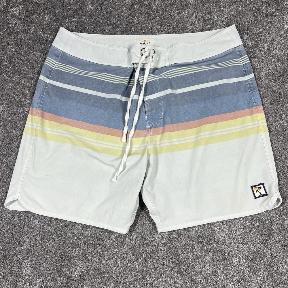 Marine Layer Men's 36 Swim Board Shorts Trunks Striped Multicolor Drawstring
